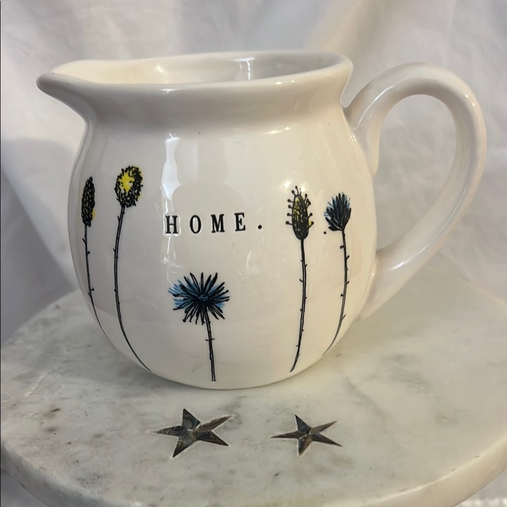 Rae Dunn Floral Home Art Ceramic Pitcher